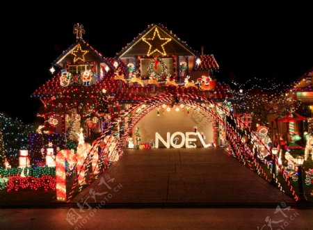 唯美圣诞节房屋装饰图片