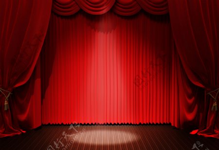 红色舞台幕布背景图片