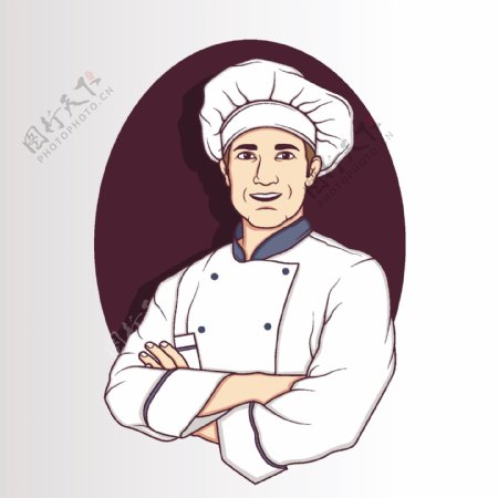 自信厨师人物插图设计