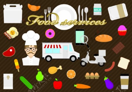 食品服务食物图标