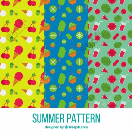 夏季元素彩色装饰图案平面设计背景