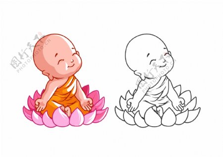 卡通佛教儿童