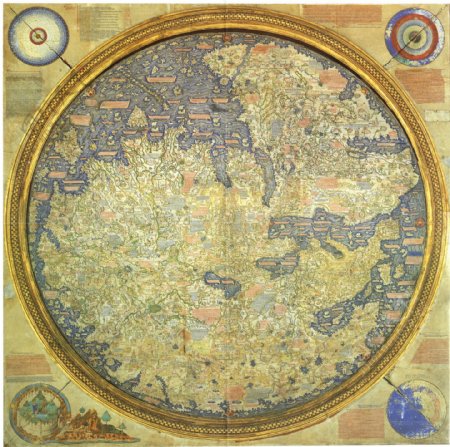 复古圆形里的世界地图图片