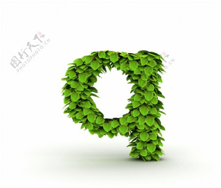绿叶组成的字母q图片