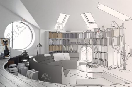 3D书房设计图片