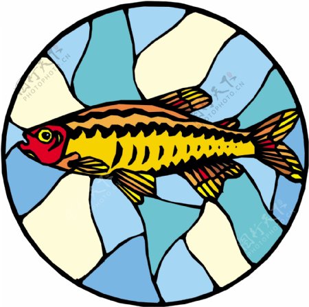 五彩小鱼水生动物矢量素材EPS格式0685