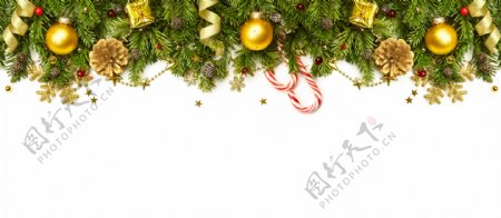 树枝与圣诞球边框图片