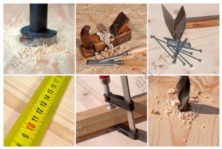 木板和种种工具图片