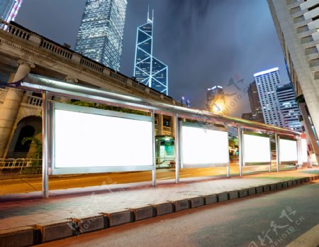 香港夜景公交站台广告牌