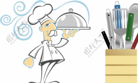 卡通厨师刀具图片