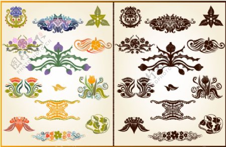 各种植物装饰图案矢量图素材