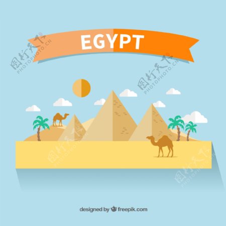 创意埃及沙漠金字塔矢量图