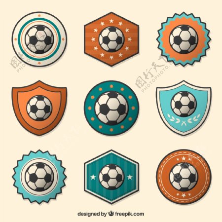9款创意足球标签矢量素材