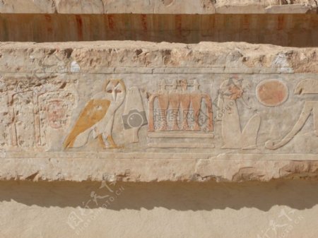 象形文字埃及救济庙猫头鹰哈特谢普苏特神庙老挖掘