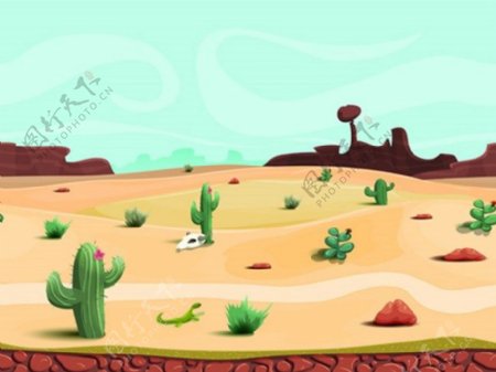 沙漠绿色植物背景图