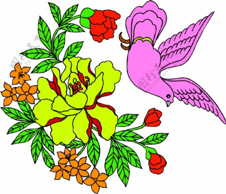 鸟兽吉祥插图装饰