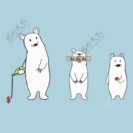 原创北极熊趣味卡通印花