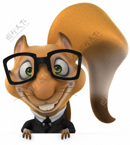 戴眼镜的松鼠3D形象图片