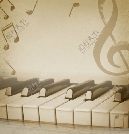 钢琴键与音符