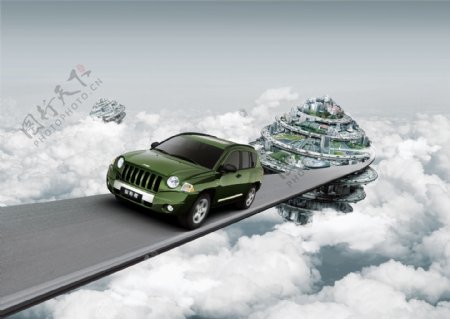 Jeep汽车创意广告吉普车科幻PSD格式