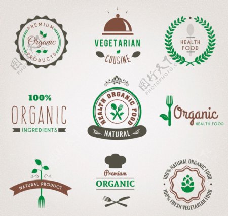 9款绿色餐饮标志矢量素材