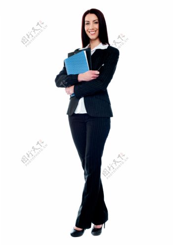 抱着文件夹的商务女士图片