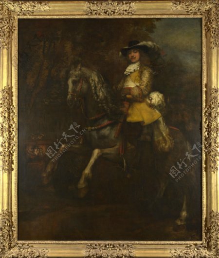 骑马的人油画肖像图片