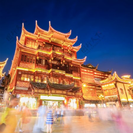 夜晚的中国古代建筑图片