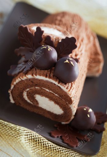 巧克力树皮蛋糕卷图片