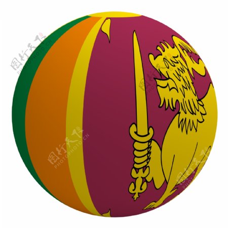 斯里兰卡国旗在球白色隔离