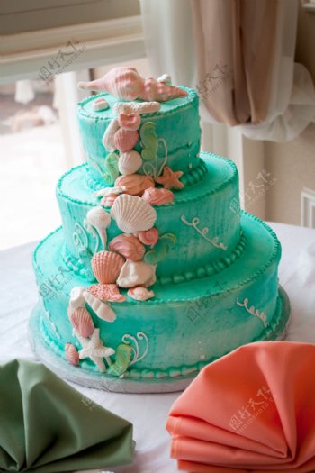 蓝色豪华婚礼蛋糕图片