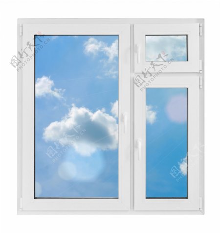 蓝天白云与窗户图片