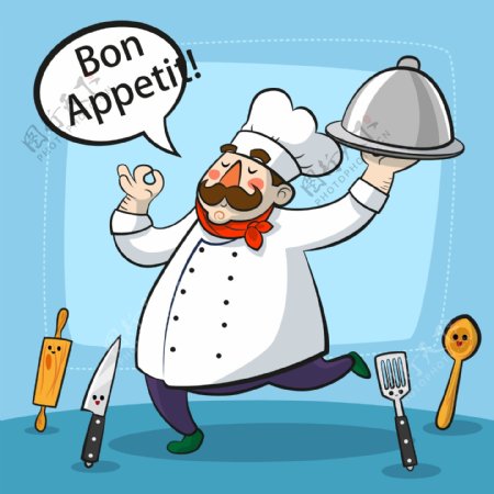 卡通厨师职业卡通人物矢量人物
