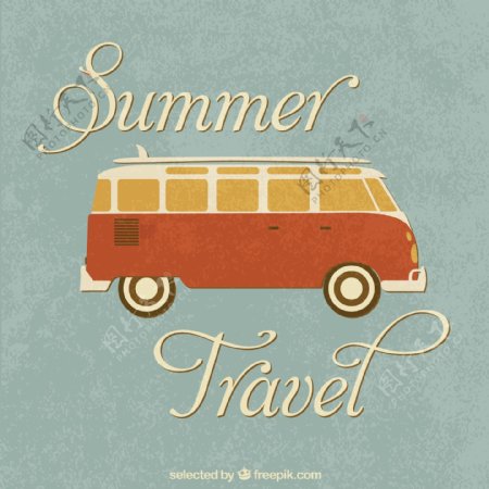 复古夏季旅行海报矢量素材