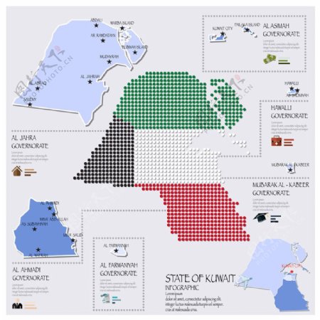 科威特国旗地图图表图片