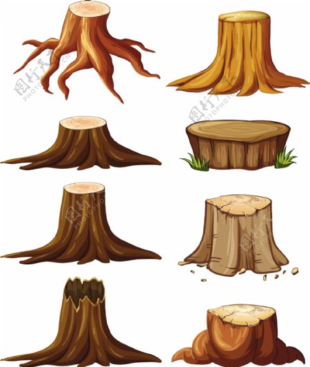 不同类型的树桩插图