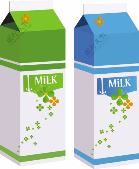 牛奶盒模板矢量图标