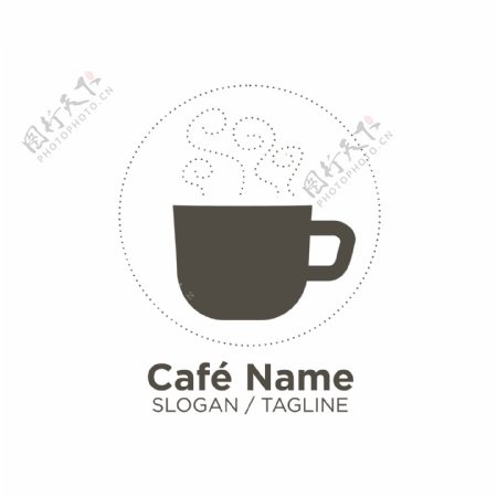 虚边精美时尚咖啡店铺logo设计矢量
