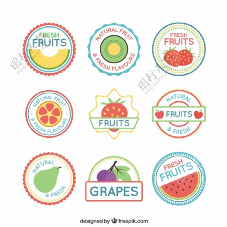 水果图案标签图标平面设计素材
