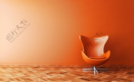 橙色墙壁与沙发椅图片