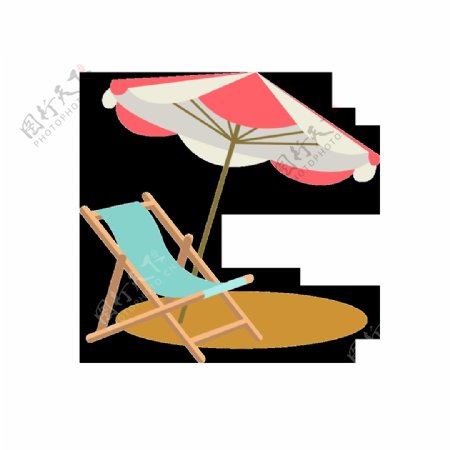沙滩椅遮阳伞元素