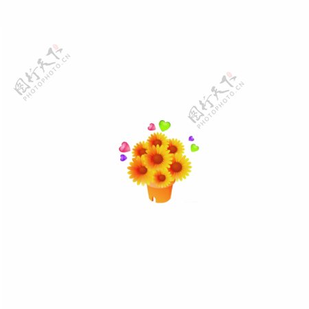 黄色小花朵盆栽心形