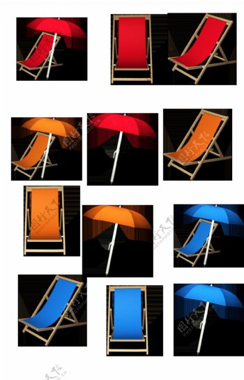 太阳伞和沙滩椅高精PNG图标