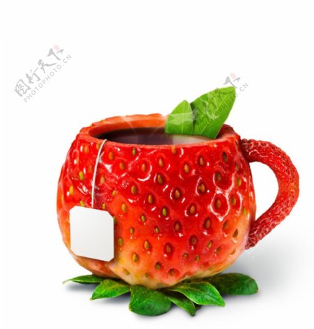 创意可爱草莓茶杯图片