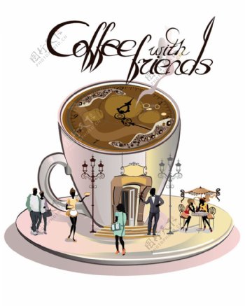 创意享受咖啡的人群图片
