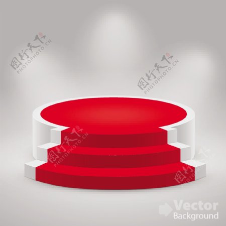 圆形红色白色礼台