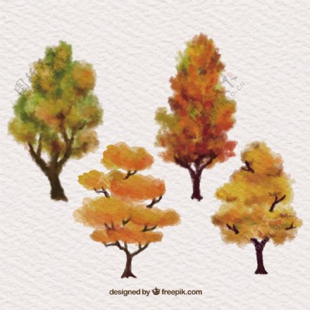 手绘的秋树
