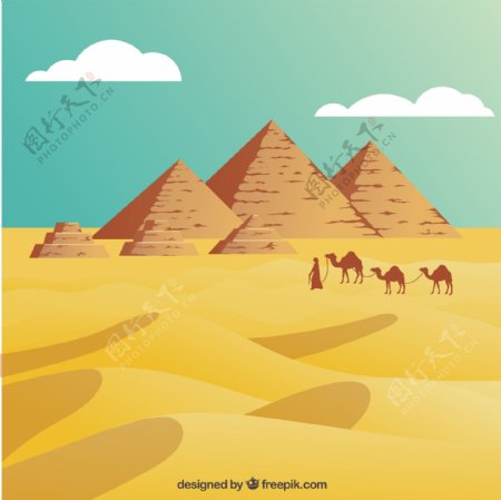 埃及沙漠与金字塔