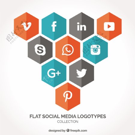 六方社交媒体图标包
