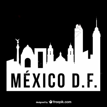 墨西哥DF的黑色和白色的标志